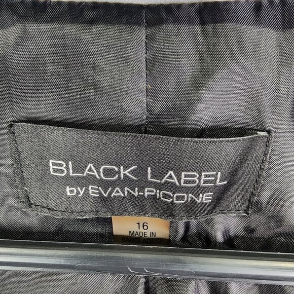 Womens Black Label By Evan-Picone Black/White Trim Blazer Jacket Open Front 16 - Picture 5 of 10